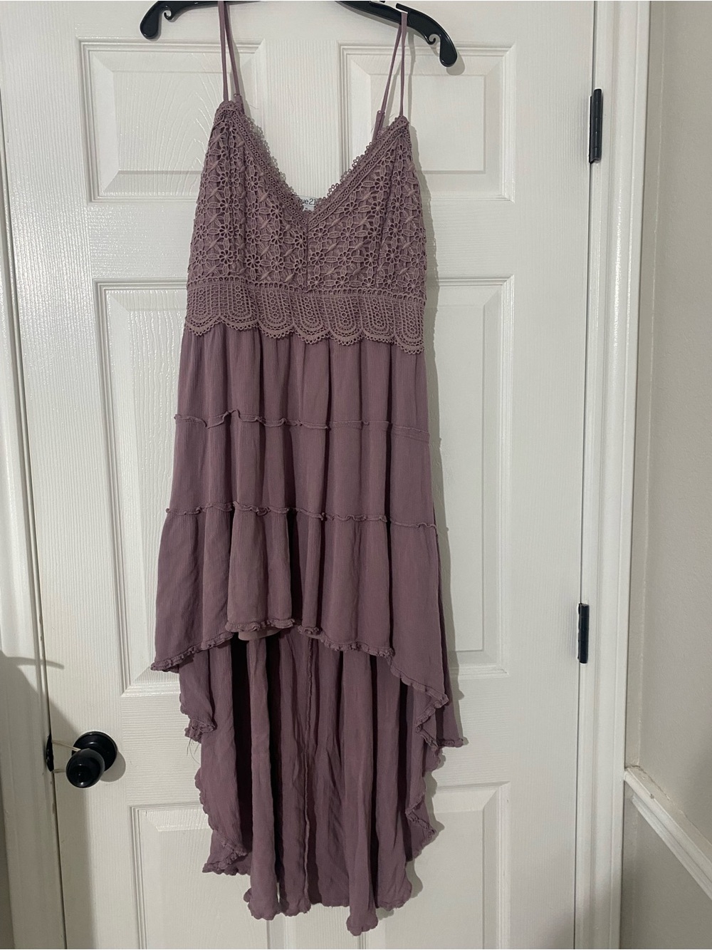 Rue21 Mauve Crochet-Top High-Low Maxi Dress